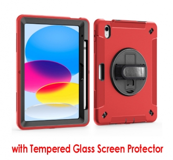 iPad 10-11th gen tough case with hand grip and glass protector