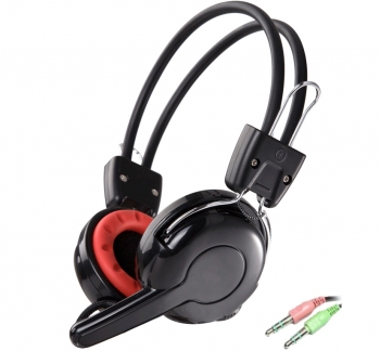 Headphone with Mic and Silicon Ear Cushion, Double Jack