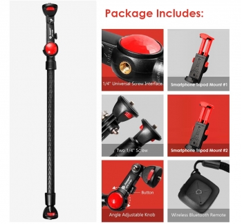 Waterproof Flexible Monopod for Smartphone/iPad with Bluetooth Remote