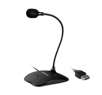 Plug and Play USB Desktop Microphone with Flexible Neck and Mute Button