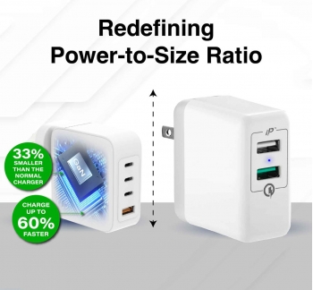 USB-C and USB-A 4 ports 100W PD GaN charger